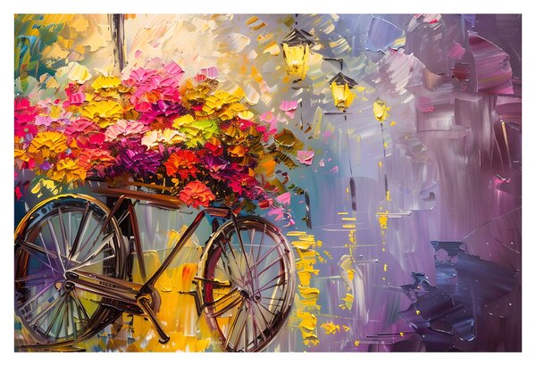 Obraz - Bicykel s kvetmi (90x60 cm)