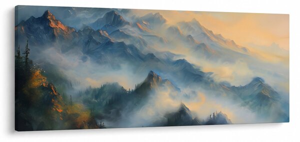 Obraz - Maľovaná horská krajina (120x50 cm)