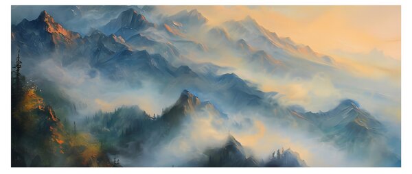 Obraz - Maľovaná horská krajina (120x50 cm)