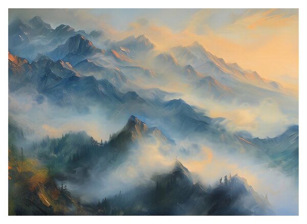 Obraz - Maľovaná horská krajina (70x50 cm)