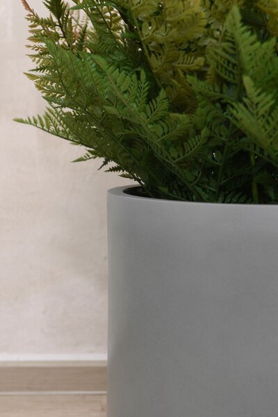 Kvetináč CHICO, sklolaminát, priemer 40 cm, beton design sivý
