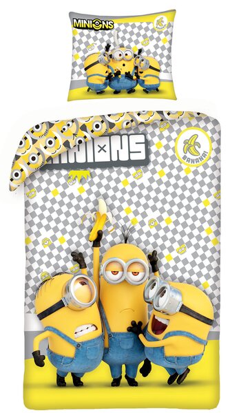 DETSKÉ POSTEĽNÉ OBLIEČKY MINIONS 100X135 CM, 1KS 40X60 CM VZOROVANÉ