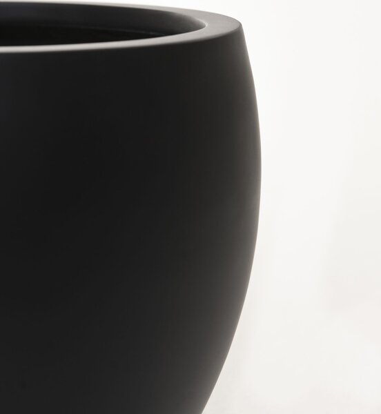 Okrúhly kvetináč PLUTO, sklolaminát, výška 30 cm, antracit