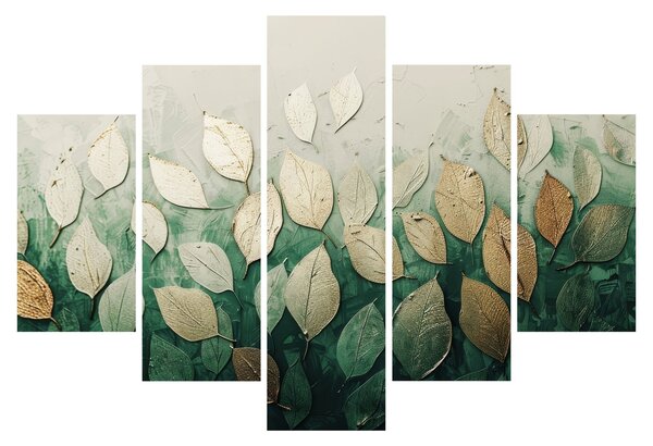 Obraz - Zlato-zelené listy (150x105 cm)