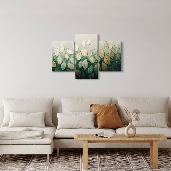 Obraz - Zlato-zelené listy (90x60 cm)