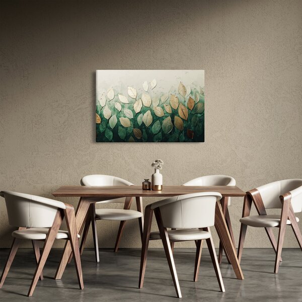 Obraz - Zlato-zelené listy (90x60 cm)