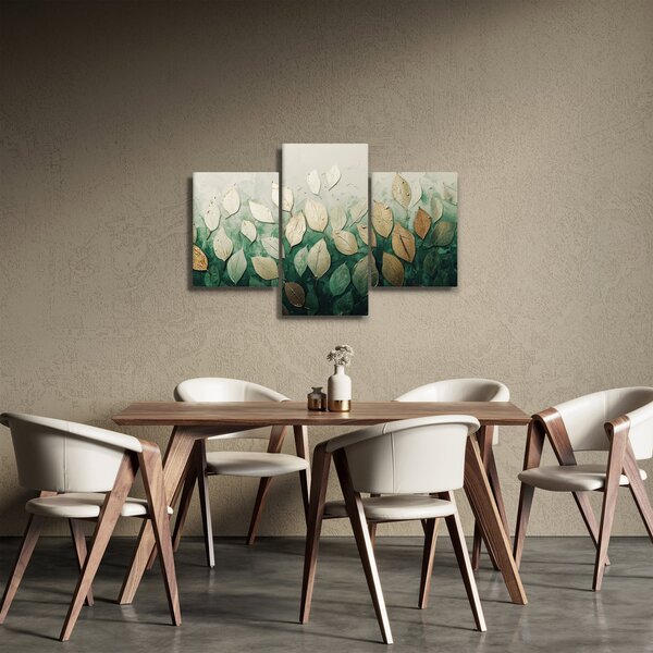 Obraz - Zlato-zelené listy (90x60 cm)