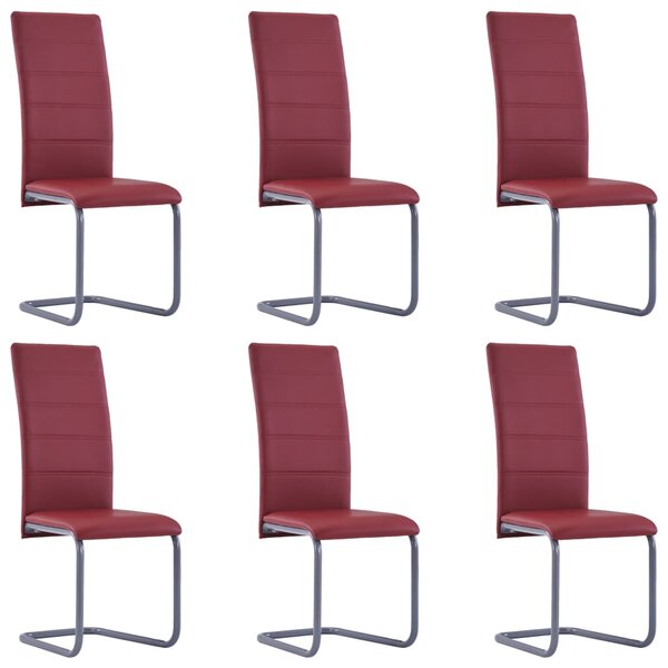 Jedálenské stoličky, perová kostra 6 ks, červené, umelá koža