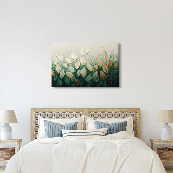 Obraz - Zlato-zelené listy (90x60 cm)