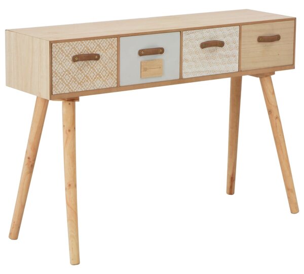 Konzolový stolík s 4 zásuvkami 110x30x75 cm masívne borovicové drevo