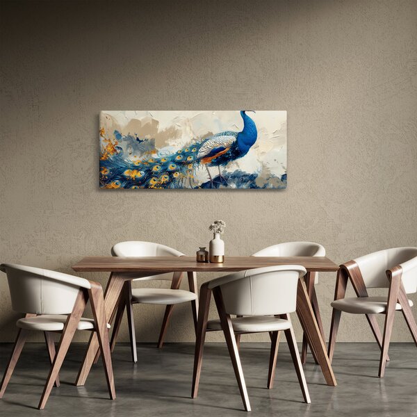 Obraz - Páv, maľba (120x50 cm)