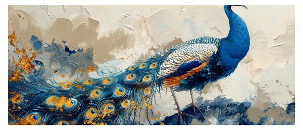 Obraz - Páv, maľba (120x50 cm)