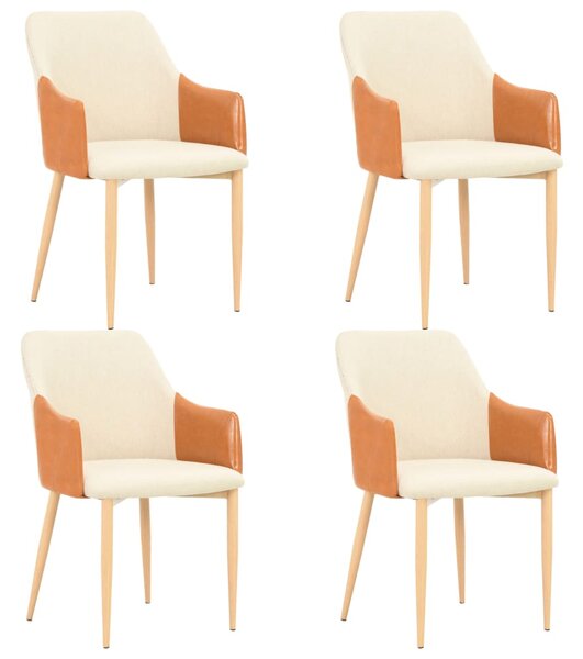 Jedálenské stoličky 4 ks, hnedo krémové, látka
