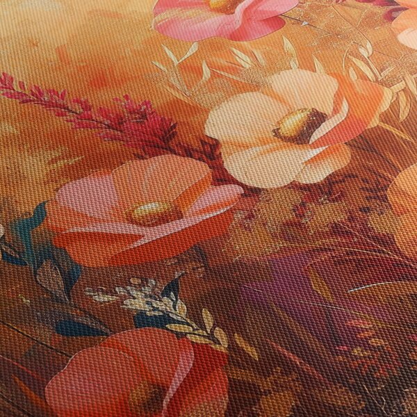 Obraz - Lúčne kvety, maľba (s hodinami) (90x30 cm)