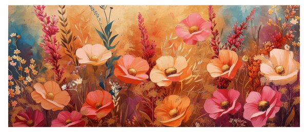 Obraz - Lúčne kvety, maľba (120x50 cm)