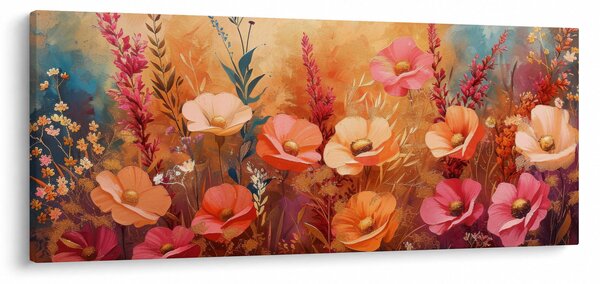 Obraz - Lúčne kvety, maľba (120x50 cm)