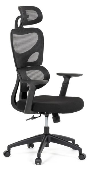 Kancelárska ergonomická stolička GRANT - sieť, látka, čierna