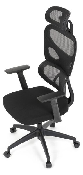 Kancelárska ergonomická stolička GRANT - sieť, látka, čierna