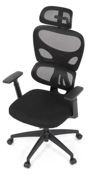 Kancelárska ergonomická stolička GRANT - sieť, látka, čierna