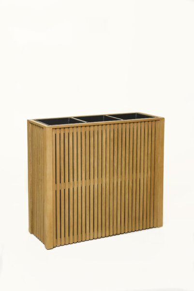 Kvetináč ELEMENTO, drevo, výška 75 cm, s kolieskami, hnedý