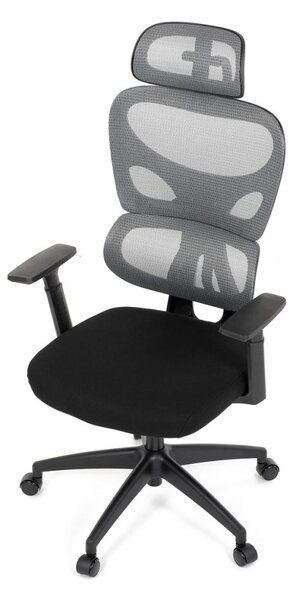Kancelárska ergonomická stolička GRANT — sieť, látka, čierna / sivá