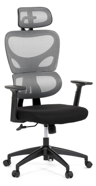 Kancelárska ergonomická stolička GRANT — sieť, látka, čierna / sivá