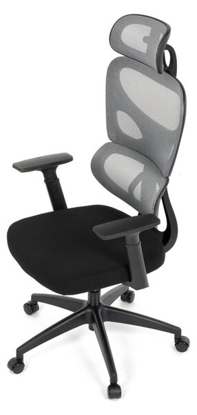 Kancelárska ergonomická stolička GRANT — sieť, látka, čierna / sivá