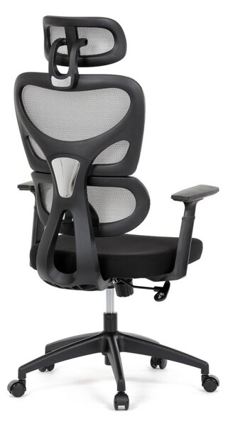 Kancelárska ergonomická stolička GRANT — sieť, látka, čierna / sivá