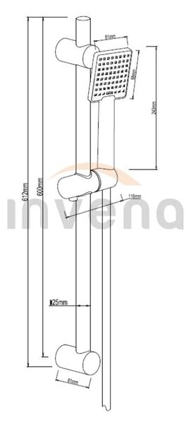 Invena Patras, sprchový stĺp s 1-funkčnou ručnou sprchovou hlavicou, INV-AU-31-Z04-G