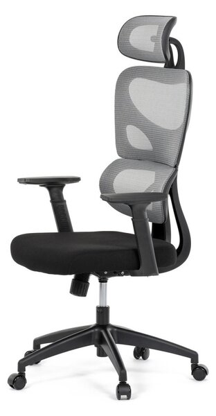 Kancelárska ergonomická stolička GRANT — sieť, látka, čierna / sivá