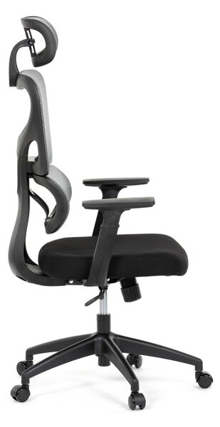 Kancelárska ergonomická stolička GRANT — sieť, látka, čierna / sivá