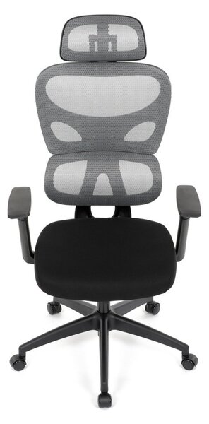 Kancelárska ergonomická stolička GRANT — sieť, látka, čierna / sivá