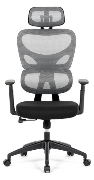 Kancelárska ergonomická stolička GRANT — sieť, látka, čierna / sivá