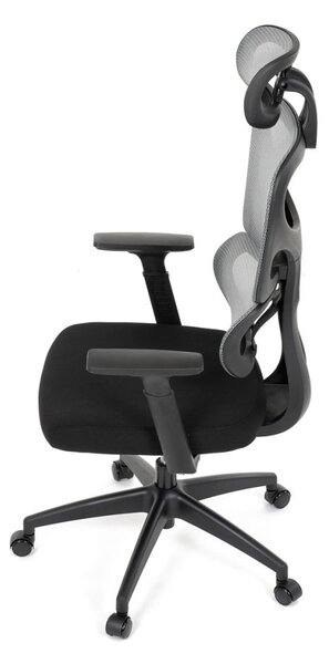 Kancelárska ergonomická stolička GRANT — sieť, látka, čierna / sivá