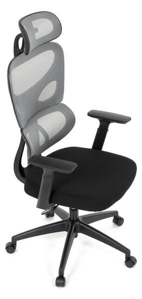 Kancelárska ergonomická stolička GRANT — sieť, látka, čierna / sivá