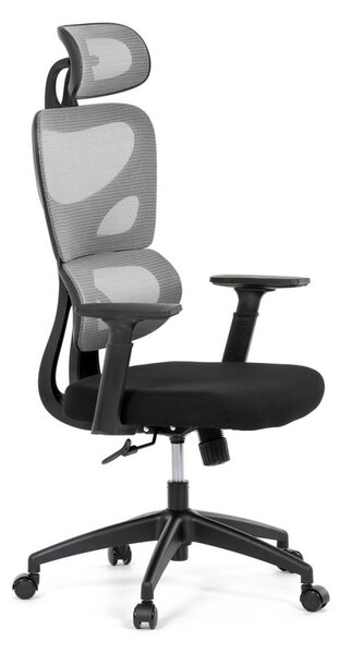 Kancelárska ergonomická stolička GRANT — sieť, látka, čierna / sivá