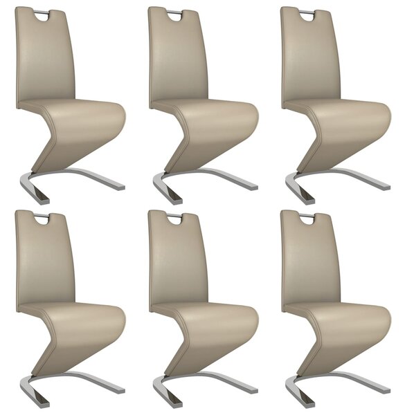 Jedálenské stoličky, cikcakový tvar 6ks, kapučínové, umelá koža