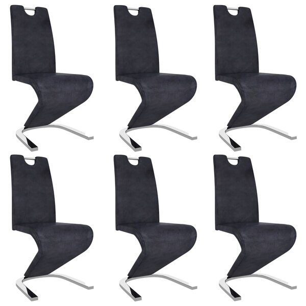 Jedálenské stoličky, cikcakový tvar 6 ks, sivé, umelý semiš
