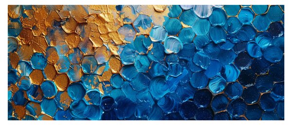 Obraz - Modrozlatá maľba (120x50 cm)