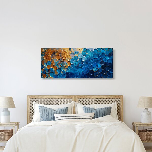 Obraz - Modrozlatá maľba (120x50 cm)