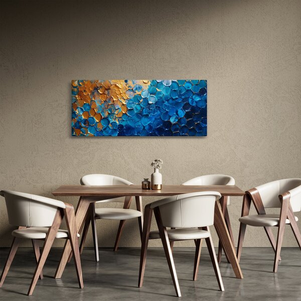 Obraz - Modrozlatá maľba (120x50 cm)