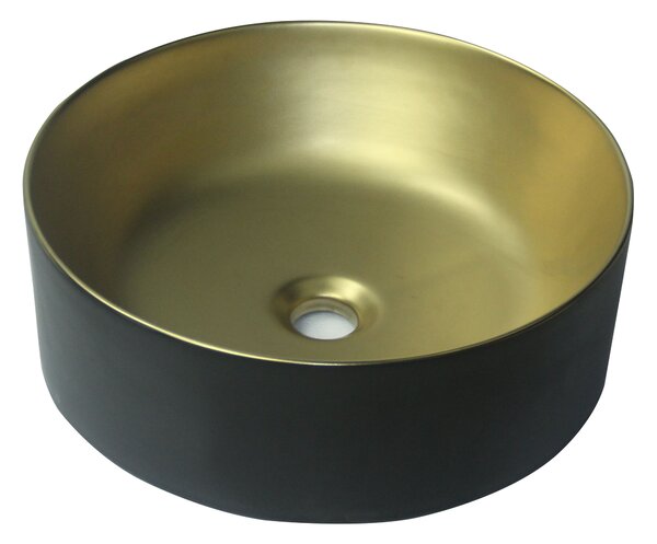 Invena Kos, keramické umývadlo na dosku 415x415x135 mm, zlatá matná-čierna matná, INV-CE-38-017-C