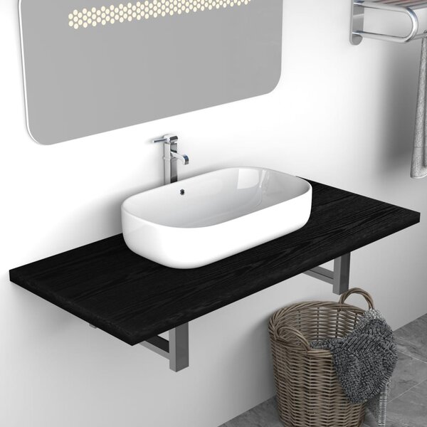 Kúpeľňový nábytok, čierny 90x40x16,3 cm