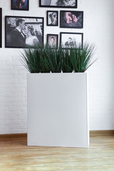 Kvetináč ELEMENTO, práškovaná oceľ, výška 90 cm, biely mat