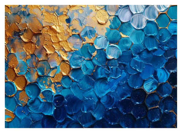 Obraz - Modrozlatá maľba (70x50 cm)