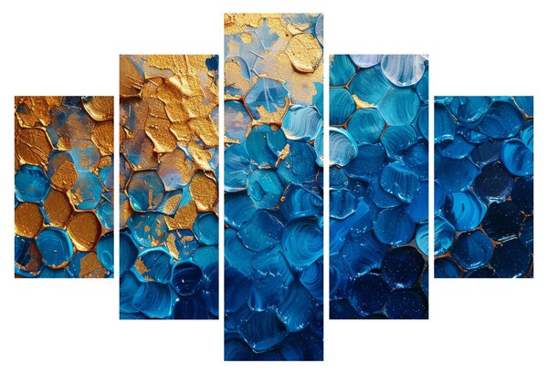 Obraz - Modrozlatá maľba (150x105 cm)