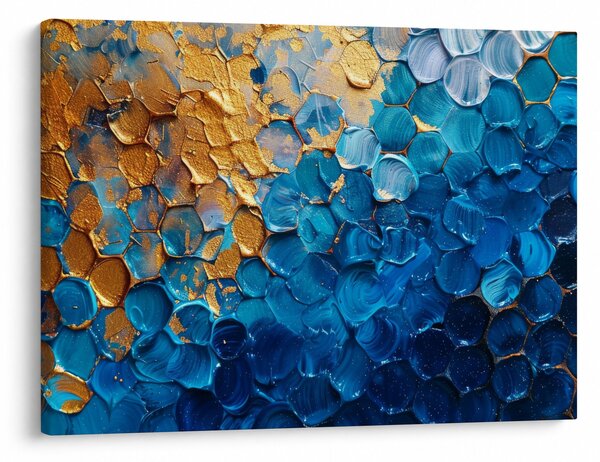 Obraz - Modrozlatá maľba (70x50 cm)