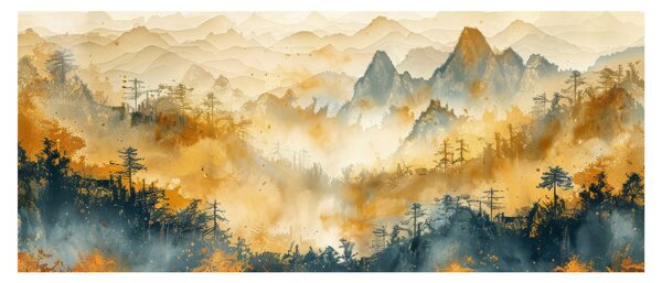 Obraz - Pohorie, akvarel (120x50 cm)