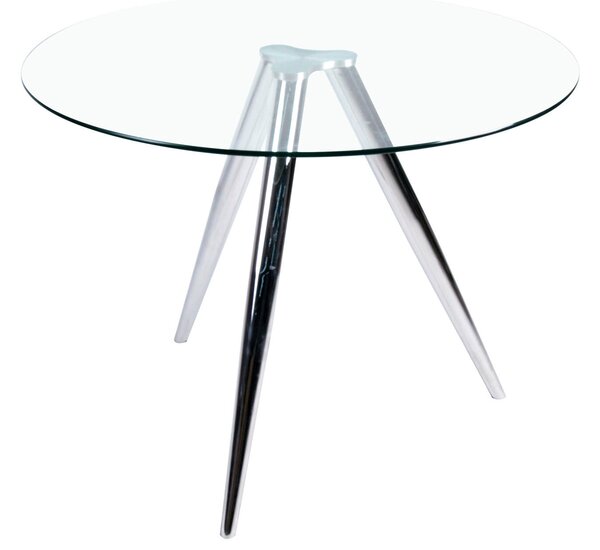 JEDÁLENSKÝ STÔL, číra, chrómová, 100/100/75 cm MID.YOU - Stoly, Online Only