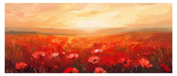 Obraz - Pole vlčích makov (120x50 cm)
